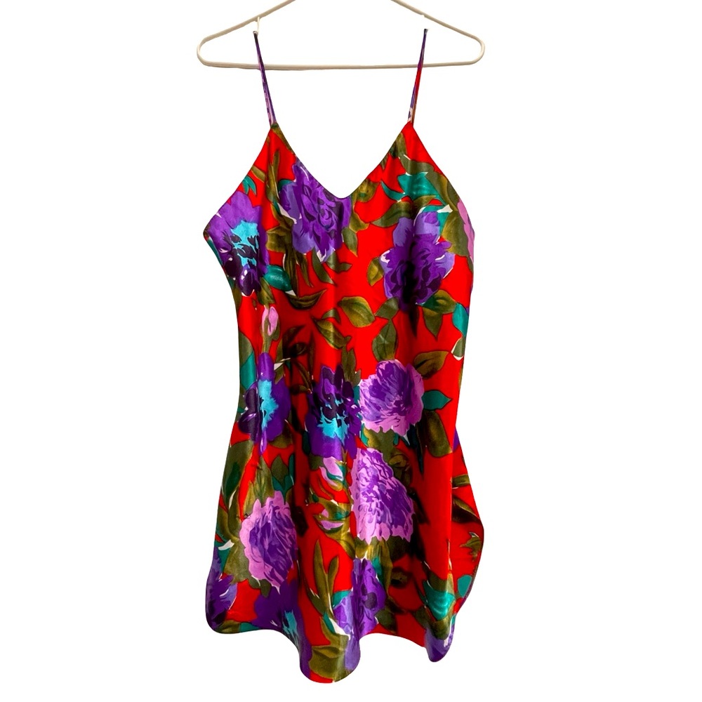 Vintage 1980’s Deena Floral Satin Slip Dress